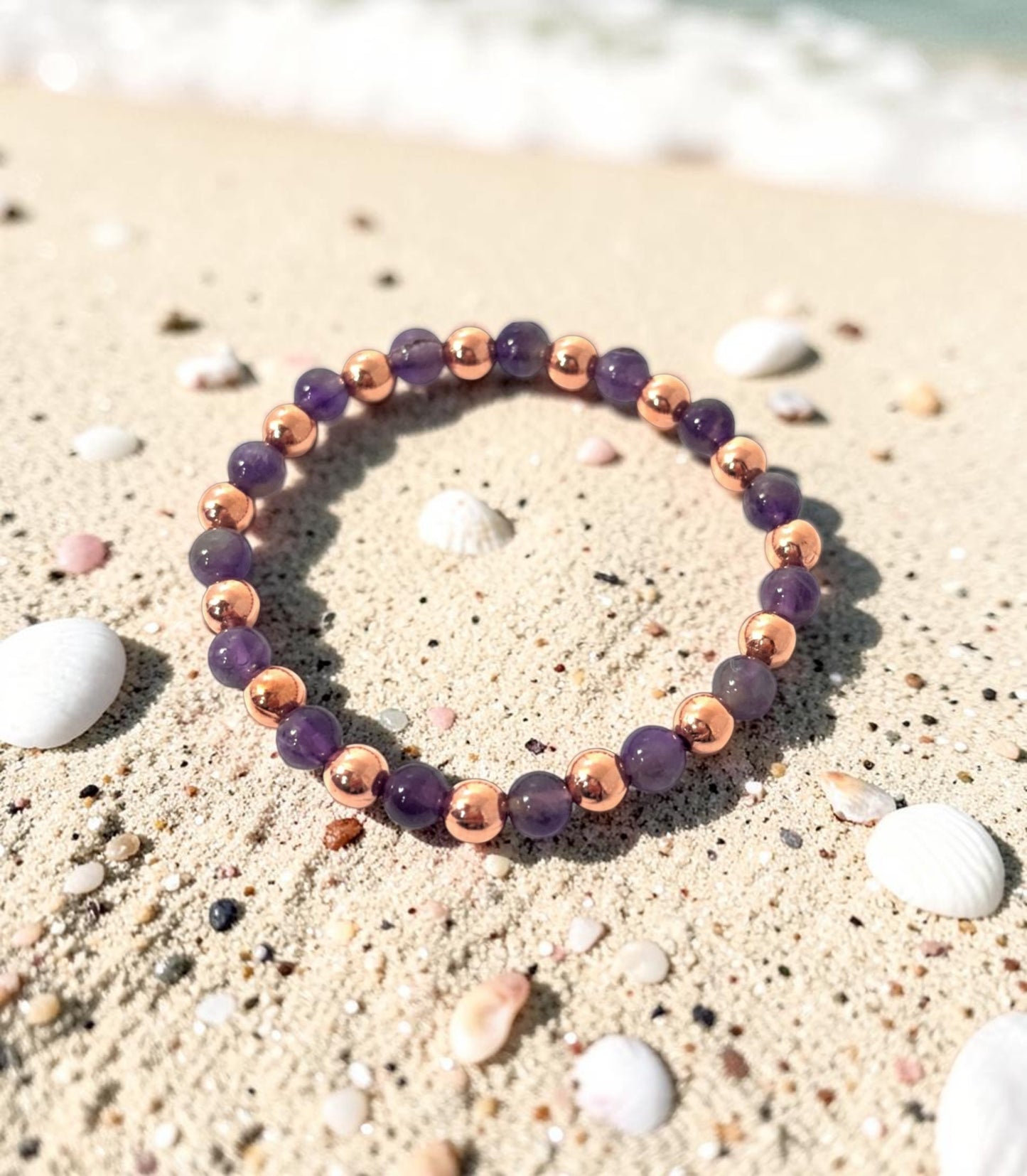 Amethyst and Copper Bracelet