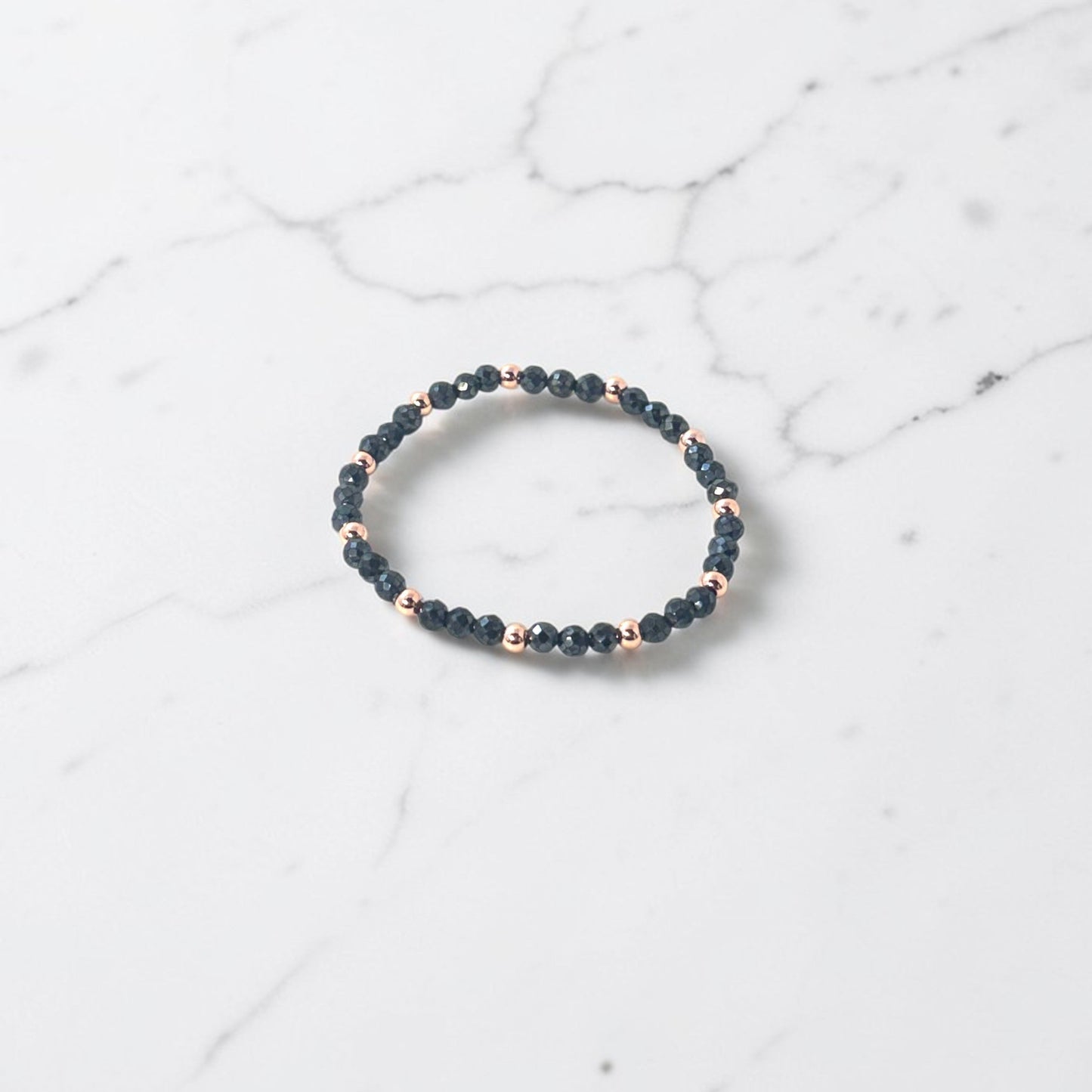 Black Spinel and Copper Bracelet