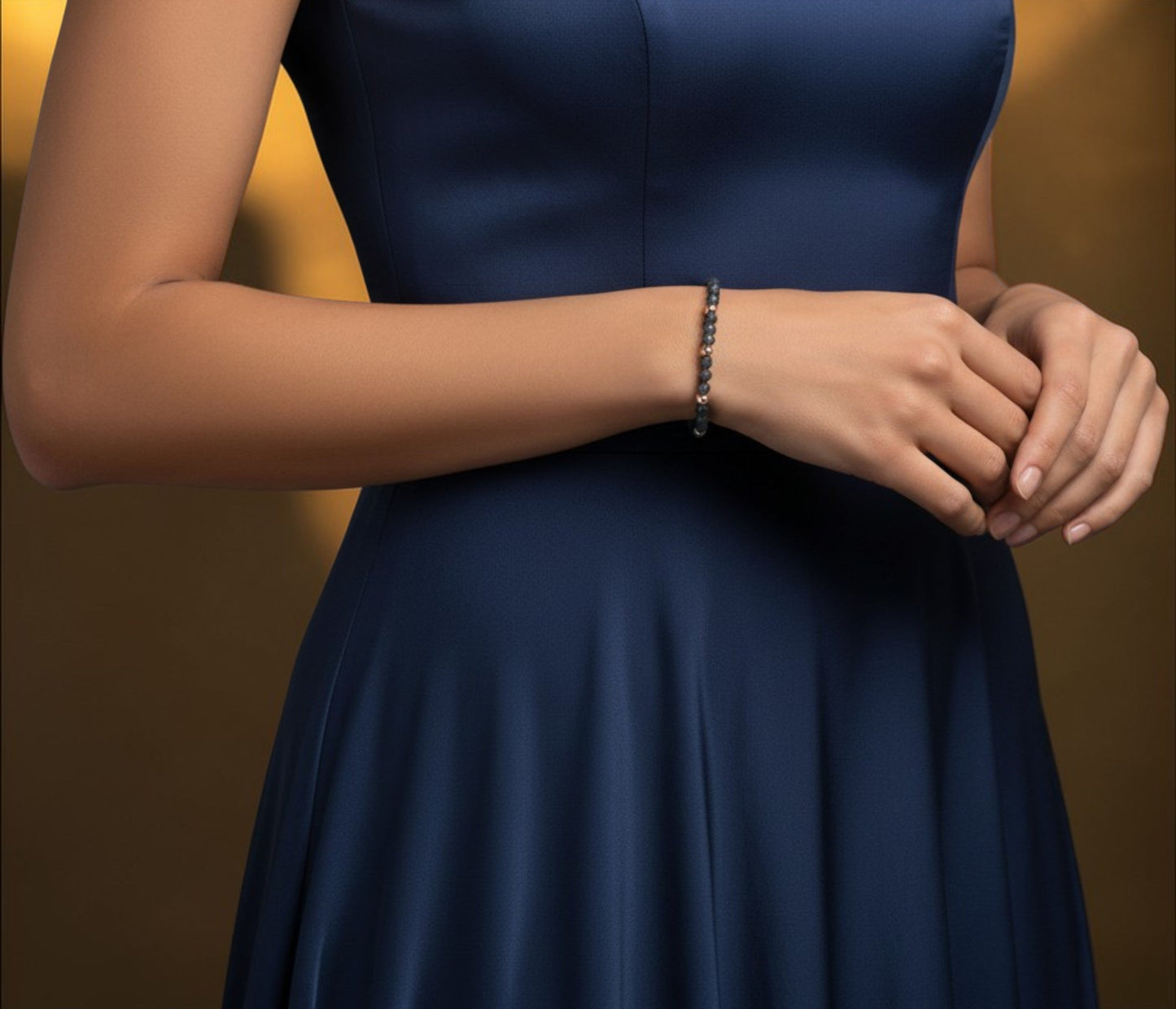 Black Spinel and Copper Bracelet