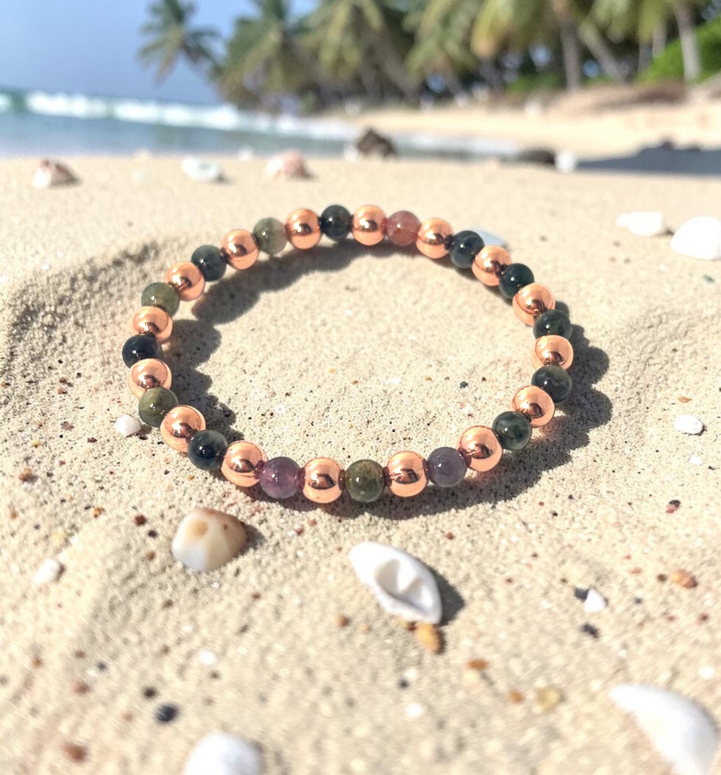 Tourmaline Mix and Copper Bracelet