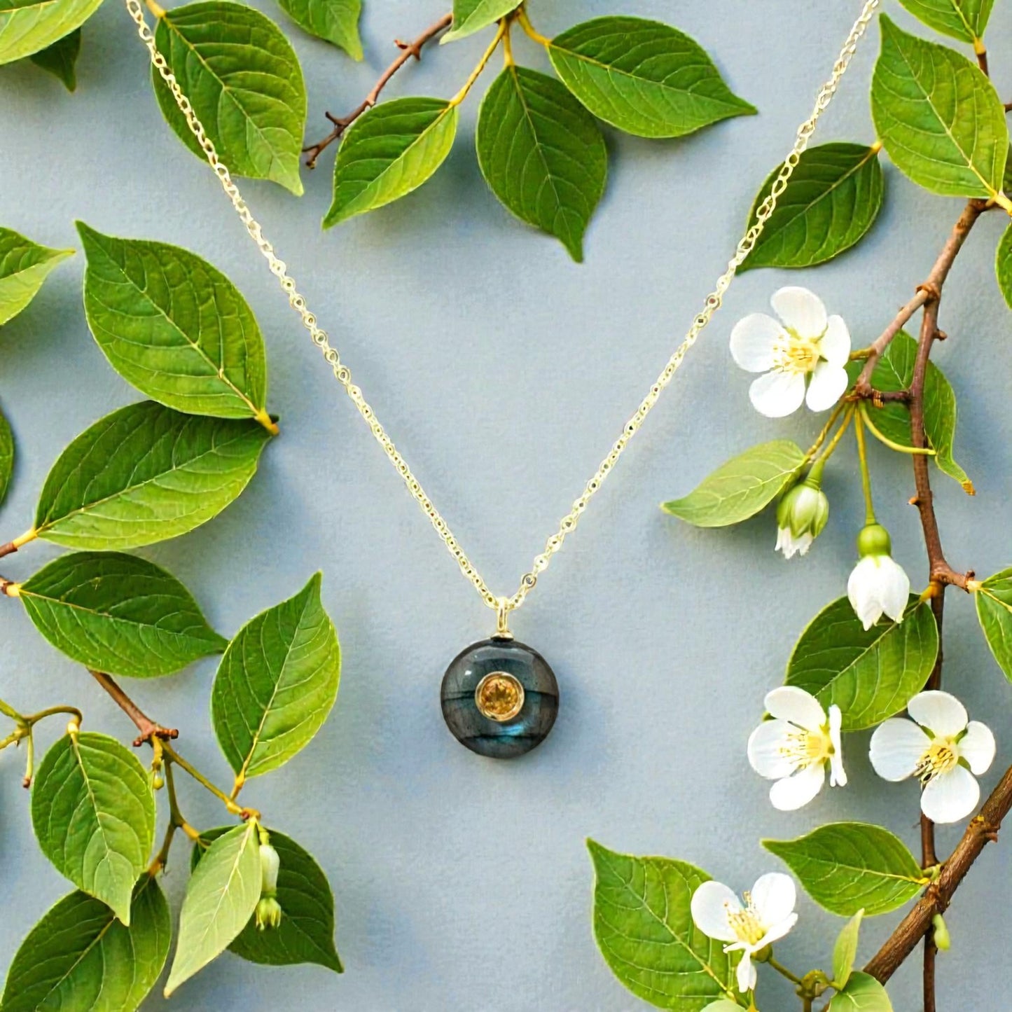 Labradorite and Citrine Pendant